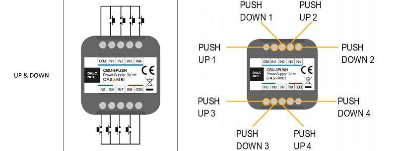 Interfaccia utente wireless Casambi CBU-8PUSH - UP&DOWN